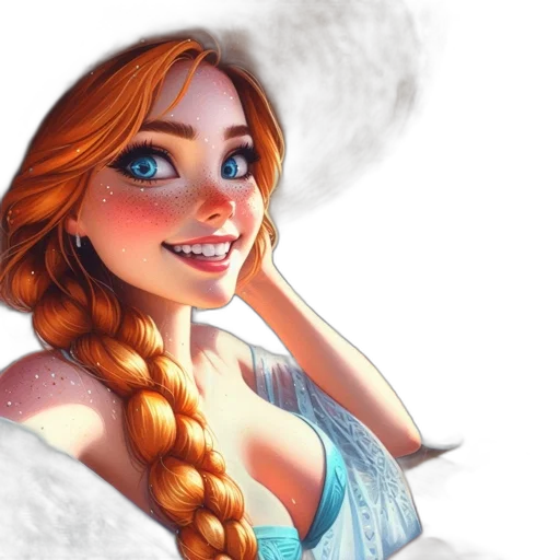 face, dress, fantasy art, concept art, photorealistic, cartoon, snow, blue transparent PNG cut-out