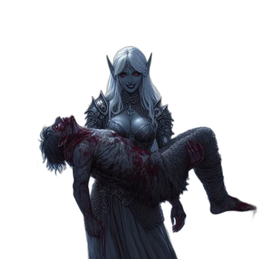 creature, staff, dress, concept art, fantasy art, comic book art, pixel art, dark transparent PNG cut-out