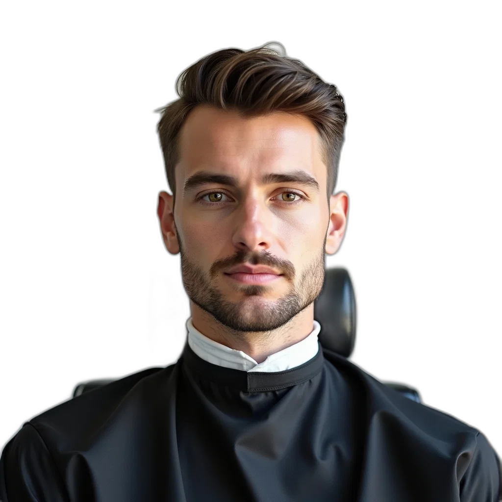 staff, face, jacket, hair, photorealistic, oil painting, man, short transparent PNG cut-out