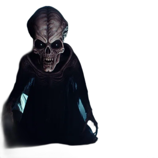 mask, creature, face, staff, concept art, 3d render, pixel art, fantasy art transparent PNG cut-out