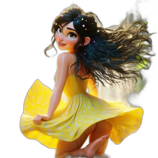 dress, hair, jewelry, 3d render, photorealistic, fantasy art, concept art, animated transparent PNG cut-out