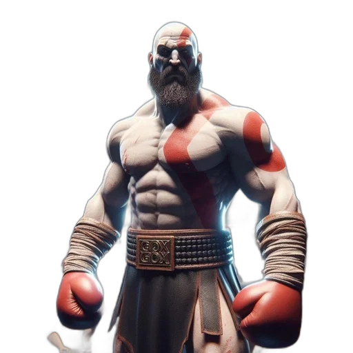 staff, concept art, comic book art, fantasy art, 3d render, muscular, boxer, word transparent PNG cut-out