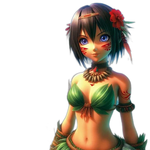 dress, fantasy art, concept art, anime, 3d render, green, animated, female transparent PNG cut-out
