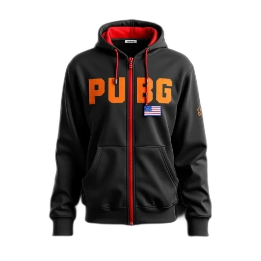 jacket, black, hoodie, red, zipper, word, pubg, orange transparent PNG cut-out