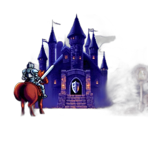 sword, concept art, pixel art, fantasy art, comic book art, fog, knight, horseback transparent PNG cut-out