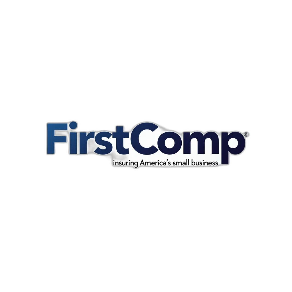 image, features, stylized, logo, firstcomp, company, specializes, insuring transparent PNG cut-out