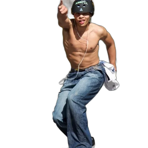 photorealistic, 3d render, concept art, pixel art, shirtless, man, wearing, jeans transparent PNG cut-out
