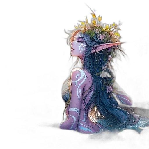 crown, fantasy art, concept art, watercolor, pixel art, underwater, pastel, blue transparent PNG cut-out