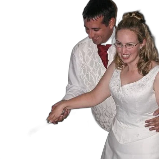 dress, bride, groom, cut, into, their, wedding, cake transparent PNG cut-out