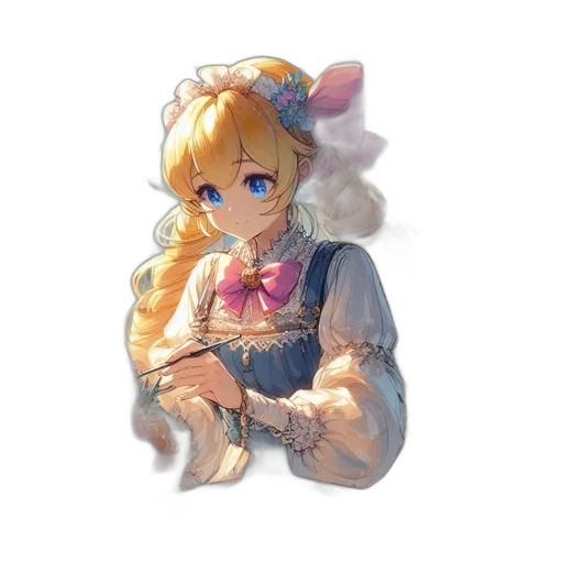 staff, dress, face, crown, pixel art, anime, 3d render, fantasy art transparent PNG cut-out