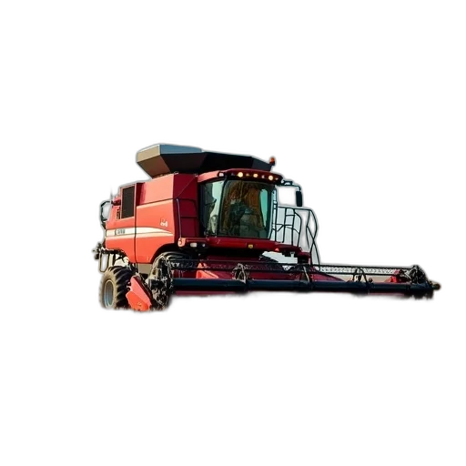 weapon, red, combine, harvester, actively, harvesting, wheat, field transparent PNG cut-out