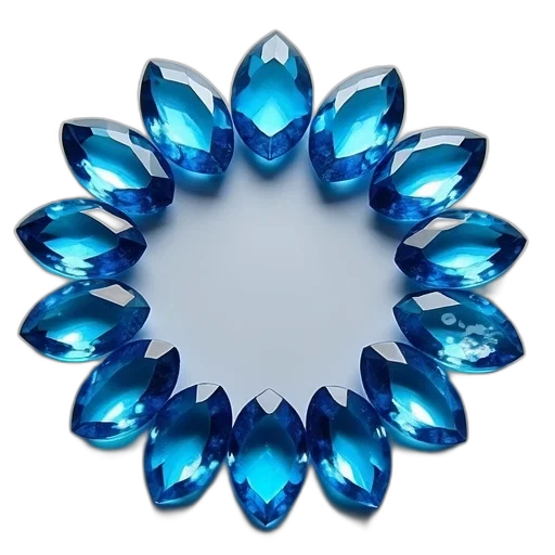 jewelry, crown, flower, staff, 3d render, blue, collection, gemstones transparent PNG cut-out