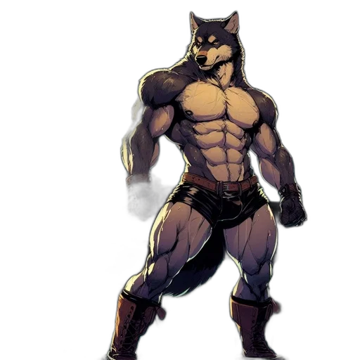animal, fantasy art, concept art, comic book art, watercolor, dark, monochrome, muscular transparent PNG cut-out