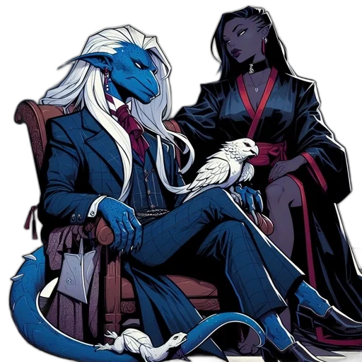 dragon, comic book art, concept art, fantasy art, fire, blue, two, characters transparent PNG cut-out