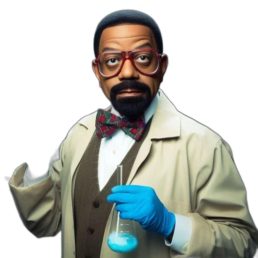 staff, jacket, experimenting, scientist, wears, goggles, holds, blue transparent PNG cut-out