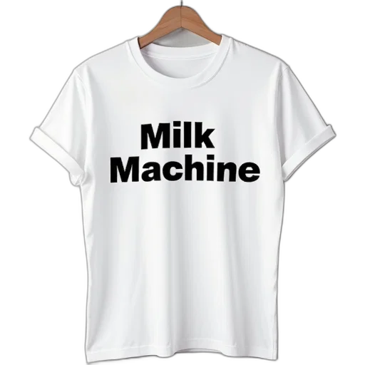 white, shirt, words, milk, machine transparent PNG cut-out