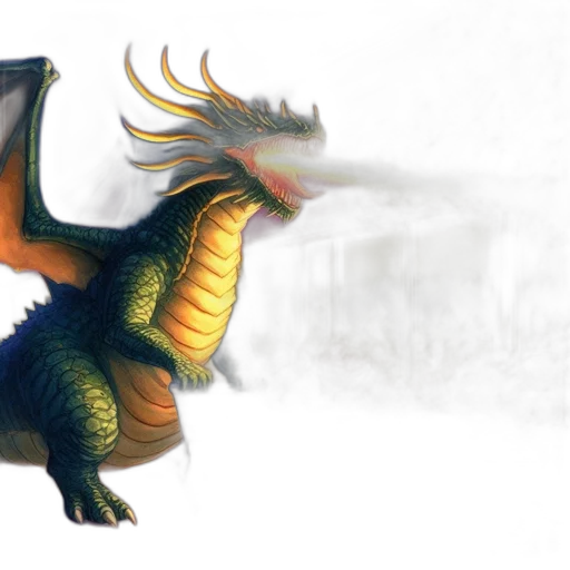 dragon, creature, animal, fantasy art, concept art, watercolor, 3d render, enormous transparent PNG cut-out