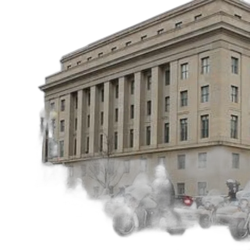 building, concept art, 3d render, fog, city street, fire, group, police transparent PNG cut-out