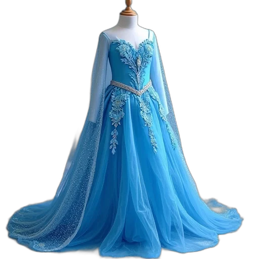 dress, 3d render, blue, frozen transparent PNG cut-out