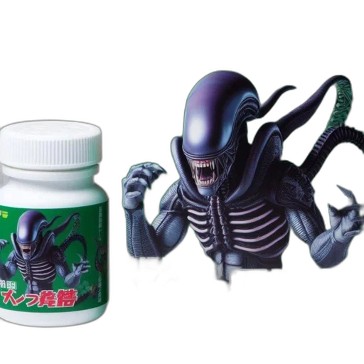 creature, concept art, outer space, green-packaged, container, illustration, menacing-looking, alien transparent PNG cut-out
