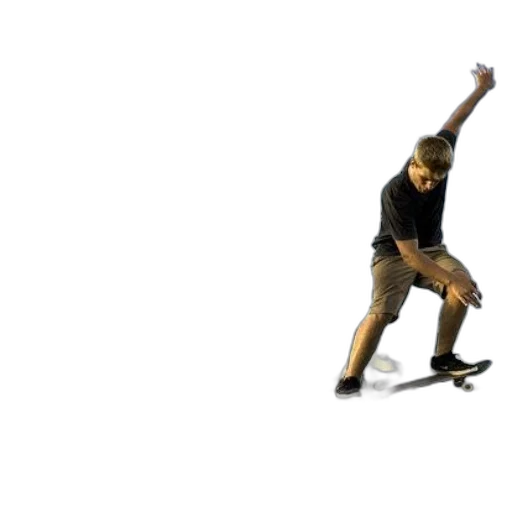 3d render, concept art, pixel art, skateboarder, performs, trick, ledge, skate transparent PNG cut-out
