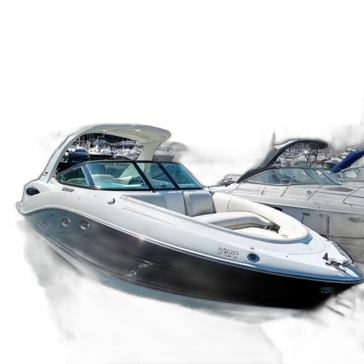 concept art, photorealistic, 3d render, white, black, speedboat, sleek, design transparent PNG cut-out