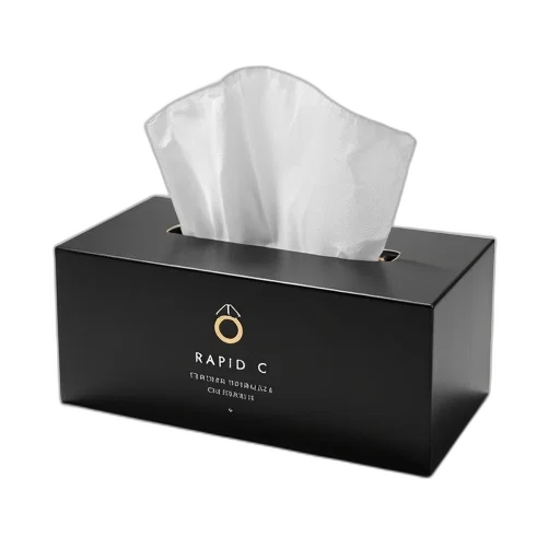 black, tissue, box, white, sticking, out, labeled, rapid transparent PNG cut-out