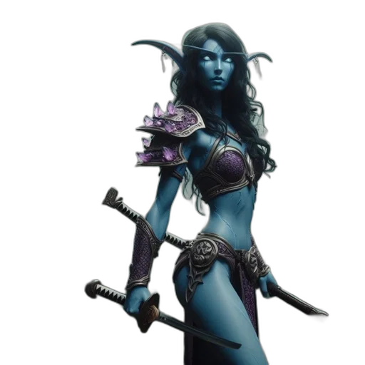 staff, concept art, fantasy art, comic book art, 3d render, blue, dark, elfin transparent PNG cut-out
