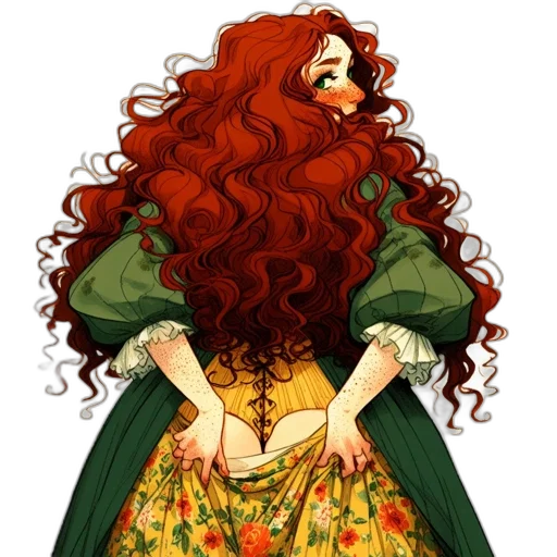 dress, crown, hair, fantasy art, concept art, pixel art, comic book art, green transparent PNG cut-out