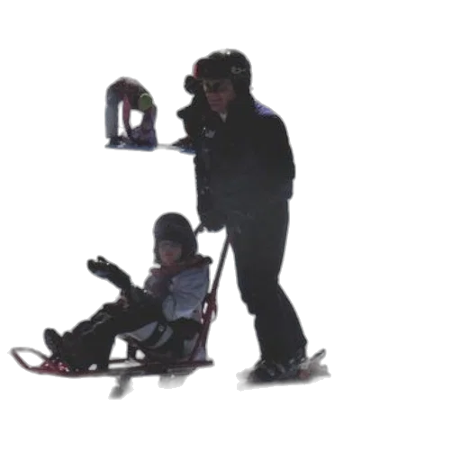 concept art, snow, person, skis, pulling, child, sled, snowy transparent PNG cut-out