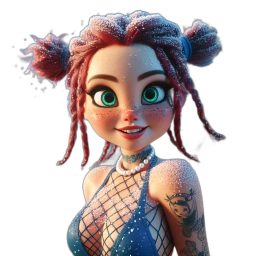 dress, creature, hair, robot, concept art, cartoon, 3d render, comic book art transparent PNG cut-out