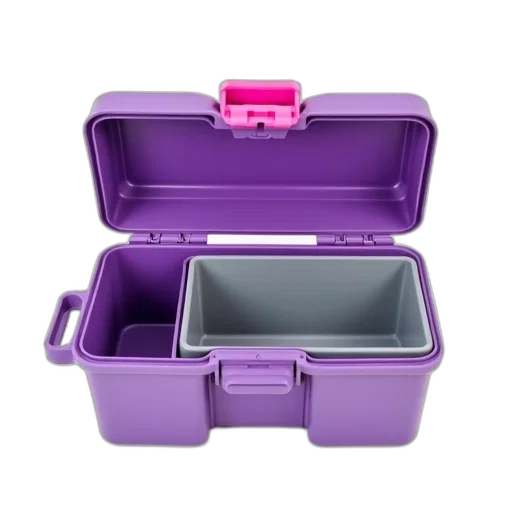pastel, neon, purple, plastic, toolbox, hinged, lid, pink transparent PNG cut-out
