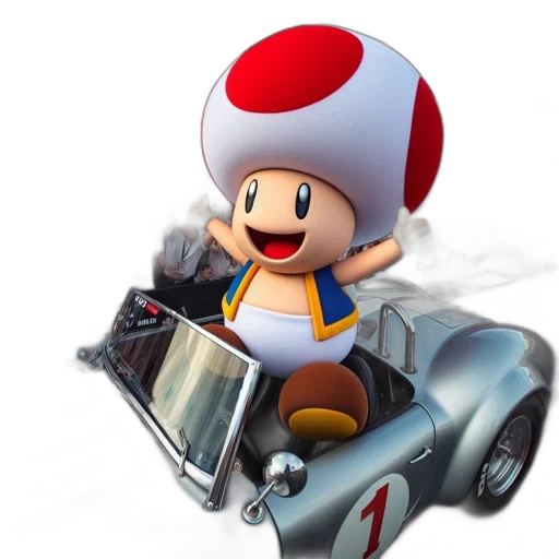 car, hat, 3d render, concept art, pixel art, photorealistic, animated, toad transparent PNG cut-out