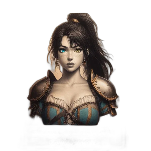 jewelry, face, fantasy art, concept art, comic book art, pixel art, dark, earth tones transparent PNG cut-out