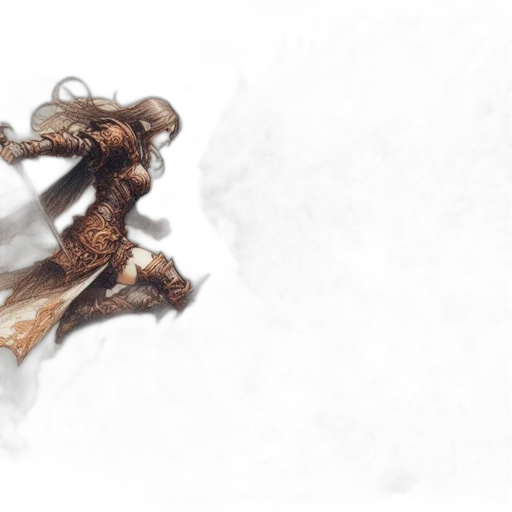 dragon, sword, hair, weapon, fantasy art, concept art, comic book art, 3d render transparent PNG cut-out