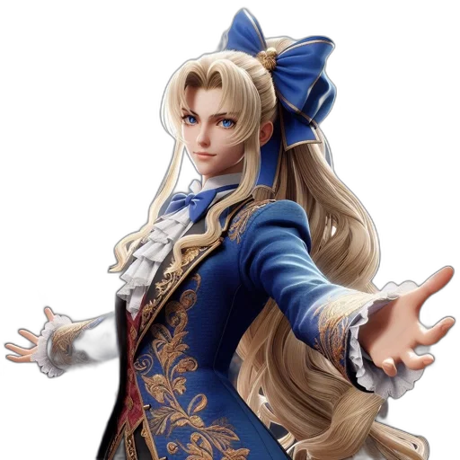 staff, dress, crown, concept art, fantasy art, anime, pixel art, blue transparent PNG cut-out