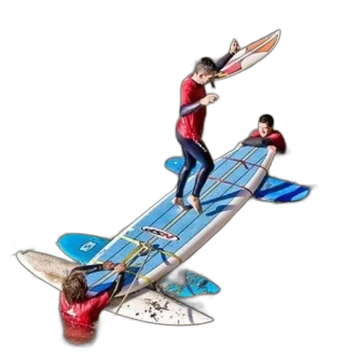 3d render, concept art, photorealistic, three, individuals, red, wetsuits, engaged transparent PNG cut-out