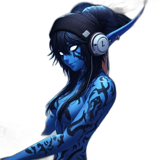 mask, cyberpunk, concept art, fantasy art, anime, blue, individual, distinctive transparent PNG cut-out