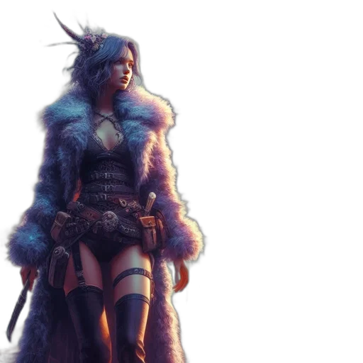 sword, concept art, fantasy art, cyberpunk, comic book art, snow, blue, pastel transparent PNG cut-out