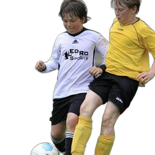 photorealistic, two, young, soccer, players, action, one, wearing transparent PNG cut-out