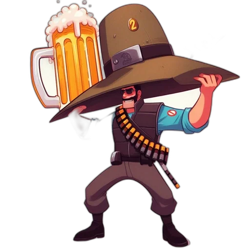 hat, weapon, staff, pixel art, concept art, fantasy art, cartoon, eccentric transparent PNG cut-out