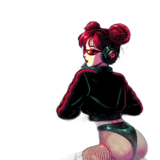 mask, jacket, robot, pixel art, concept art, cyberpunk, comic book art, neon lights transparent PNG cut-out