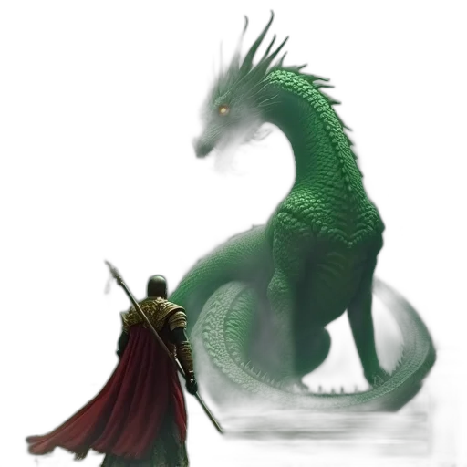 dragon, sword, creature, staff, fantasy art, concept art, 3d render, pixel art transparent PNG cut-out
