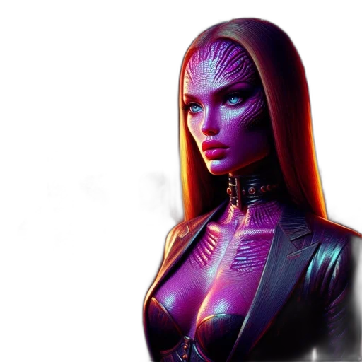 robot, face, jewelry, jacket, cyberpunk, concept art, 3d render, fantasy art transparent PNG cut-out