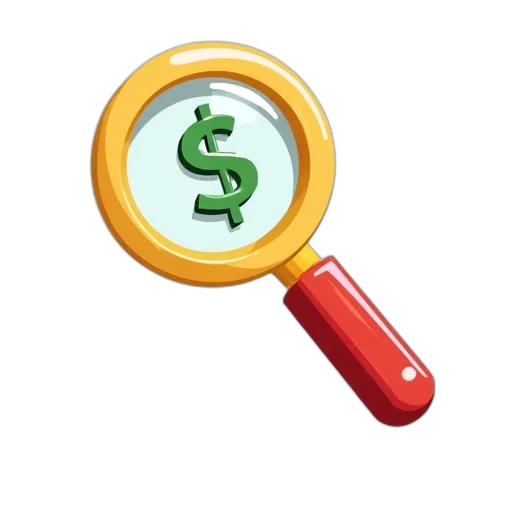 jewelry, staff, stylized, illustration, magnifying, glass, red, handle transparent PNG cut-out