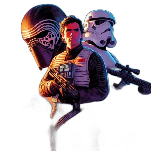 concept art, comic book art, pixel art, illustration, portrays, kylo, ren, first transparent PNG cut-out