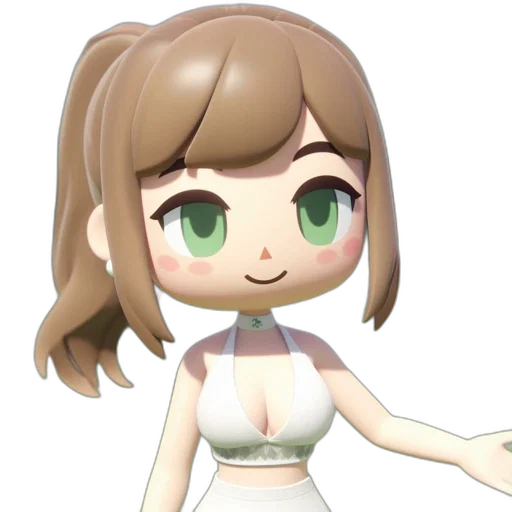 dress, face, robot, 3d render, anime, cartoon, concept art, green transparent PNG cut-out