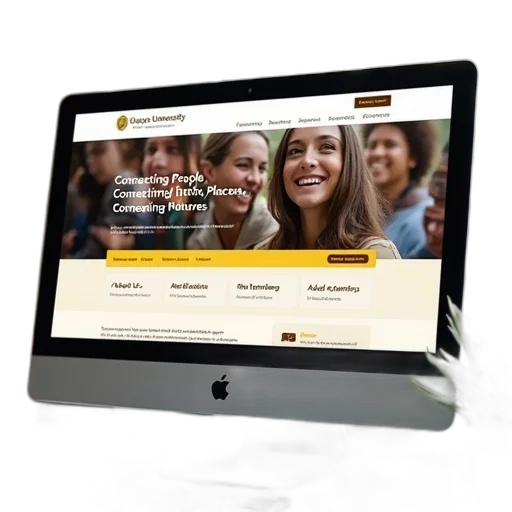 golden, computer, monitor, displaying, website, header, reads, quincy transparent PNG cut-out