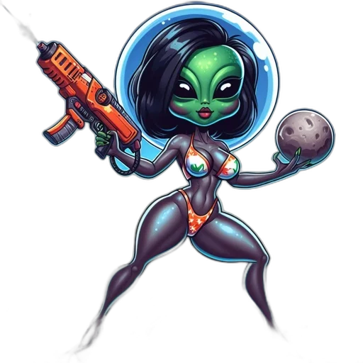 weapon, staff, comic book art, concept art, cartoon, pixel art, outer space, alien transparent PNG cut-out