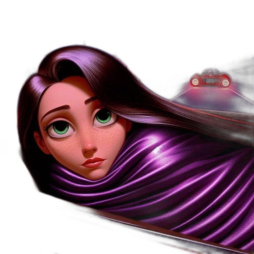 hair, dress, concept art, fantasy art, 3d render, photorealistic, outer space, animated transparent PNG cut-out